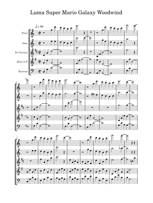 Luma_Super_Mario_Galaxy_Woodwind quintet