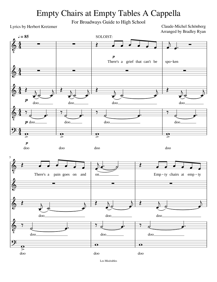 Empty_Chairs_at_Empty_Tables_A_Cappella Sheet music for Piano (Mixed