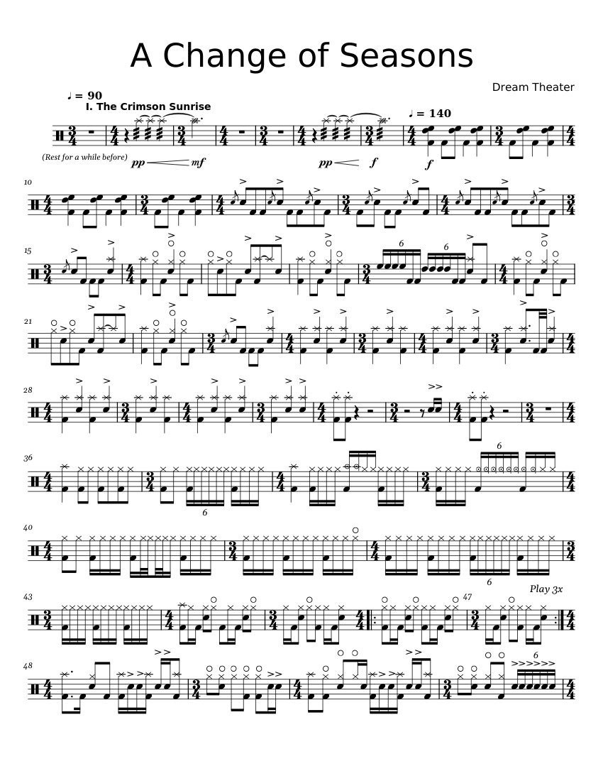 A change of seasons – Dream Theater Sheet Music for Drum group