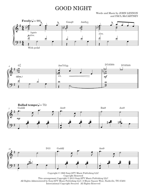 Good night - The Beatles (Piano Solo)