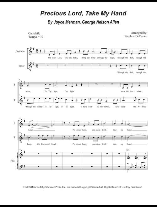 Precious Lord Take My Hand (Arr. Stephen DeCesare) - George Nelson Allen, Joyce Merman (Choral, 2-Part)