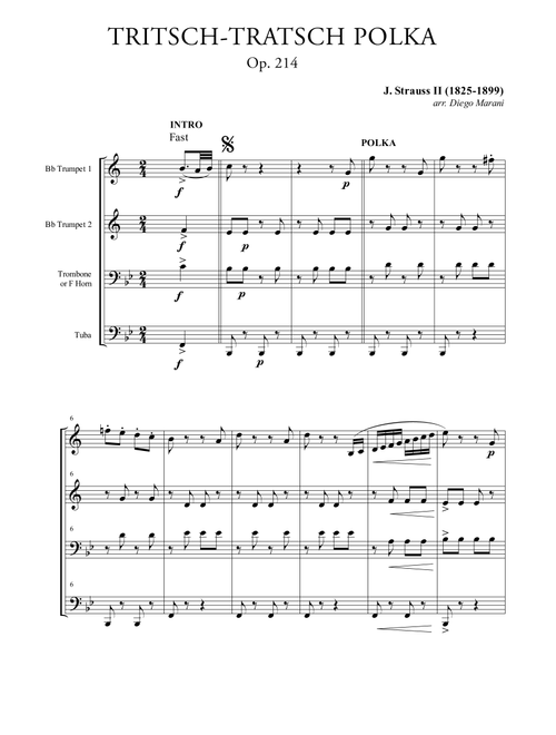 Tritsch-Tratsch Polka for Brass Quartet (Arr. Diego Marani) - J. Strauss II (Brass Ensemble)
