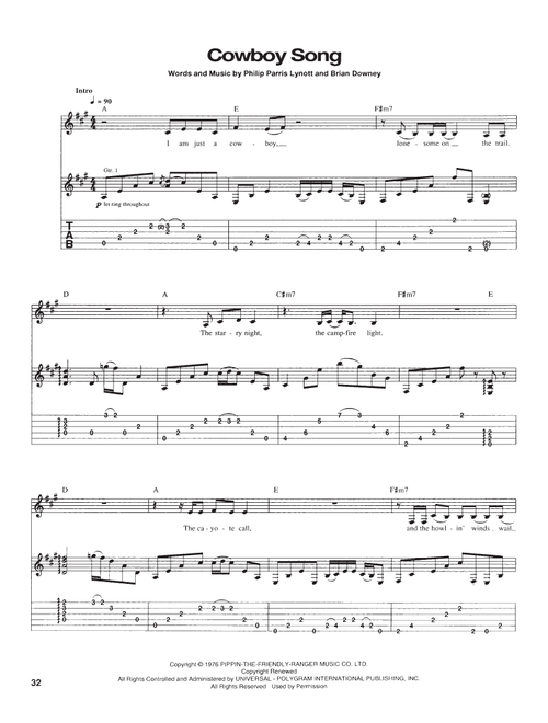 Cowboy Song - Thin Lizzy (Guitar Tab)