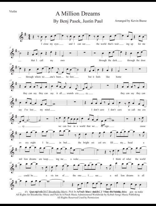 A Million Dreams (Arr. Kevin Busse) - Pink (Violin Solo)