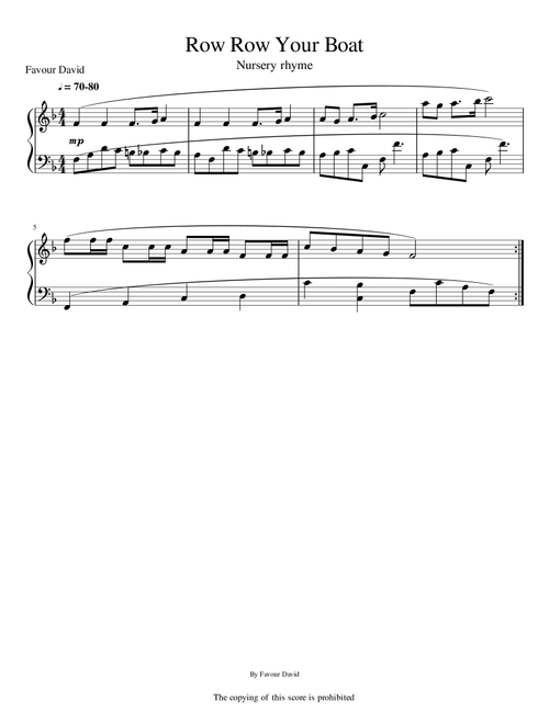 row your boat (Arr. Favour David) - Folk Song (Choral, SATB)