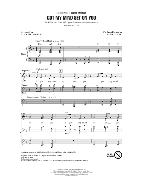 Got My Mind Set On You (arr. Alan Billingsley) - George Harrison (Choral, SATB)