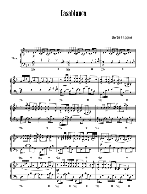 CASABLANCA (Arr. BNTT-Piano) - Bertie Higgins (Piano Solo)
