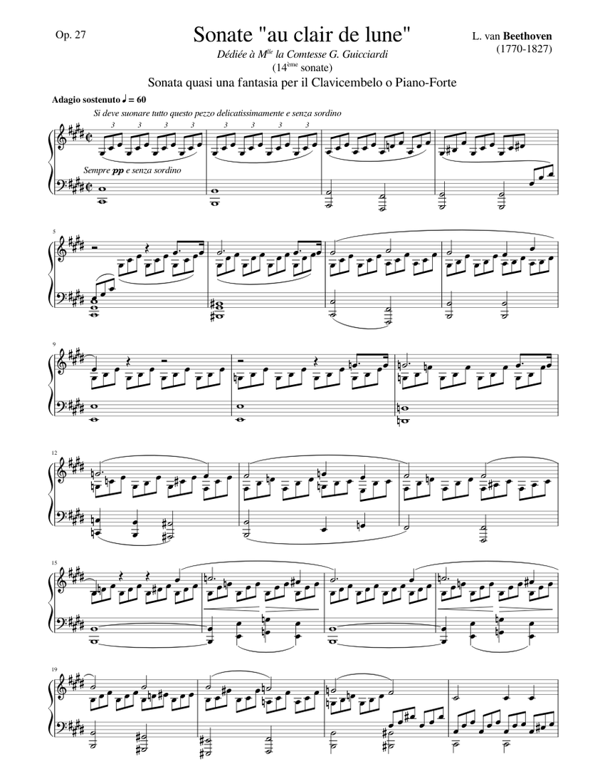 Beethoven - Sonata No. 14 Op. 27 No. 2 (Mondschein/Moonlight