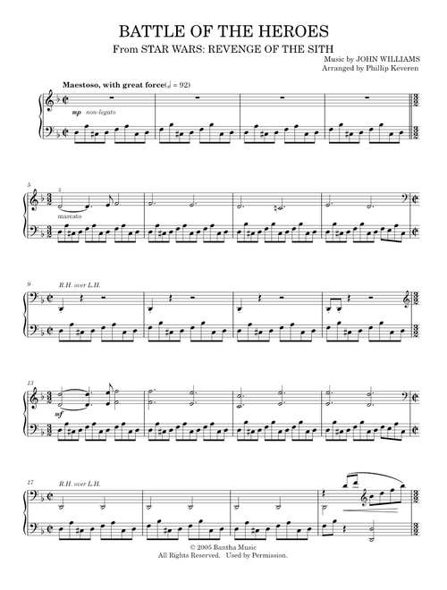 Battle Of The Heroes - John Williams (Piano Solo)