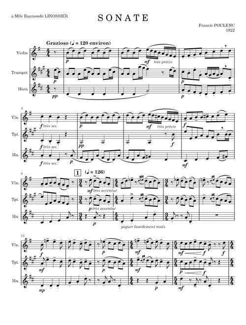 Sonata for brass trio FP.033a Francis Poulenc