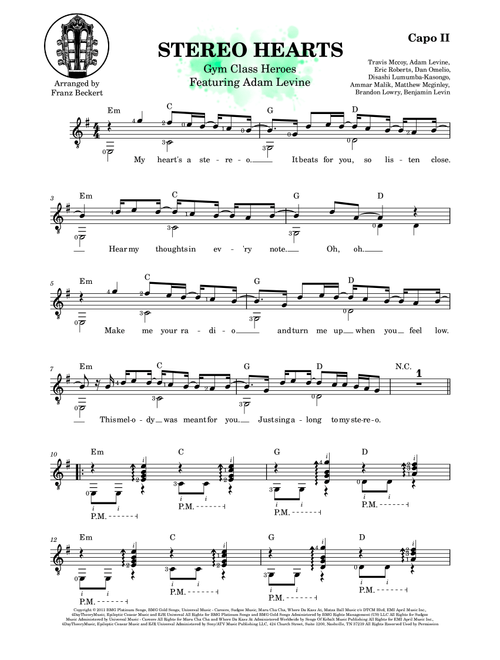 Stereo Hearts (Arr. Franz Beckert) - Gym Class Heroes Featuring Adam Levine (Solo Guitar)