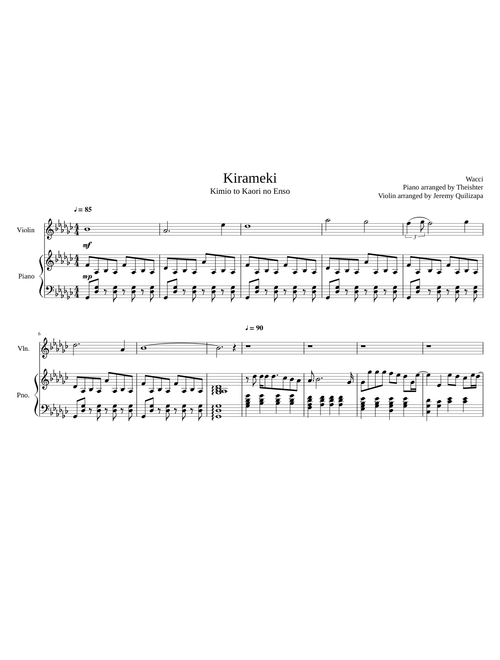Kirameki (Piano and Violin Duet)