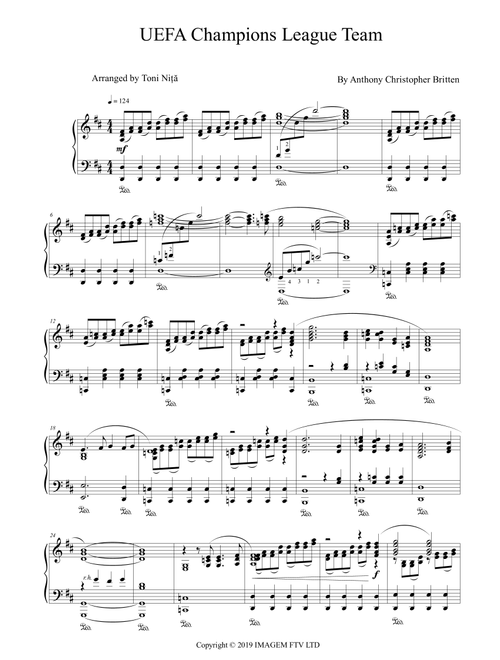 Uefa Champions League Team (Arr. Toni Nita) - Anthony Christopher Britten (Piano Solo)