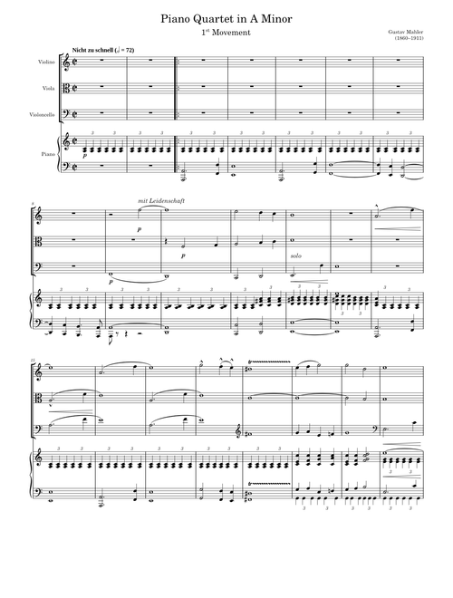 Piano Quartet in A Minor – Mahler