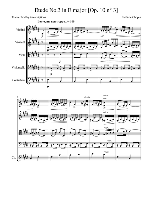 Etude No.3 in E major [Op. 10 n° 3] - orchestrated
