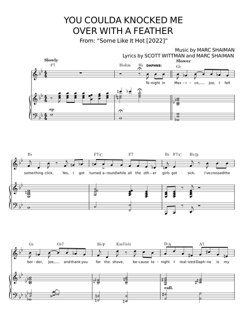 You Coulda Knocked Me Over With A Feather (from Some Like It Hot) - Marc Shaiman and Scott Wittman