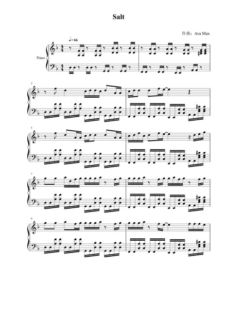 Salt (Arr. Ava Max) (Piano Solo)