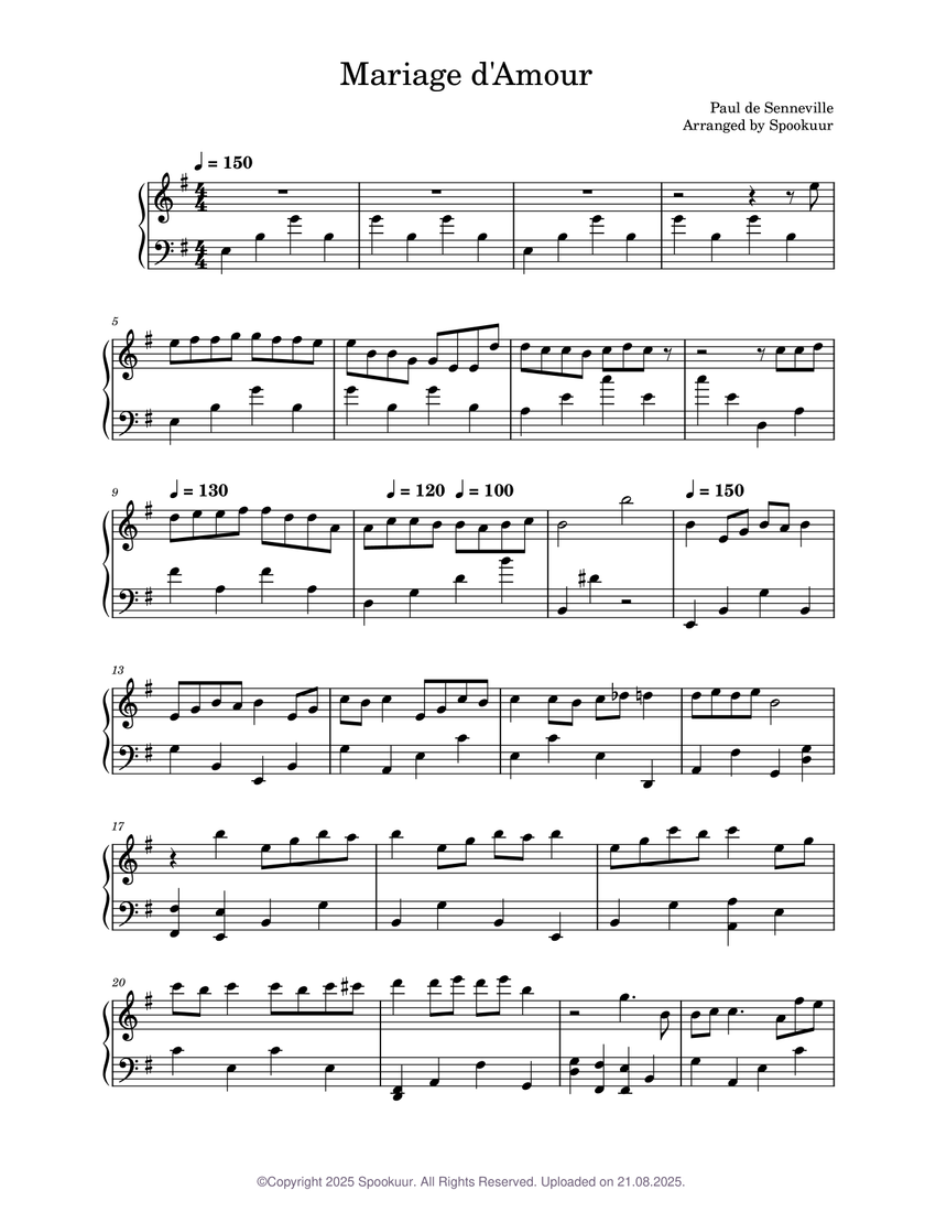 Mariage d'Amour – Paul de Senneville Sheet Music for Piano (Solo) Easy ...