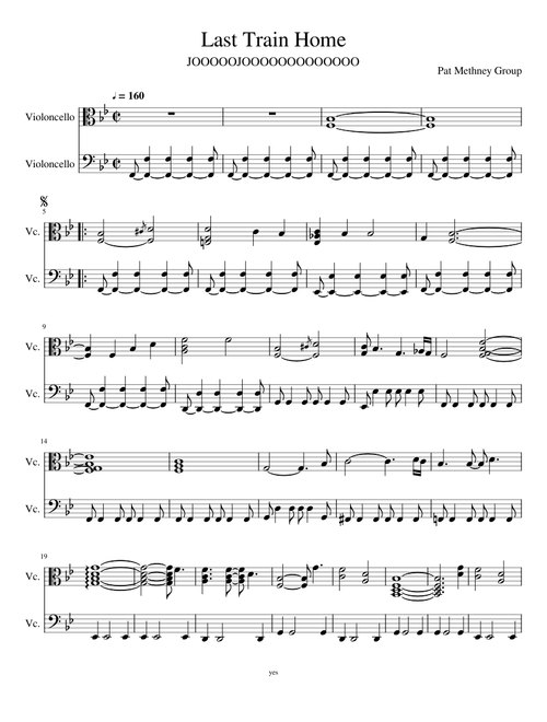 Last Train Home Cello Duet