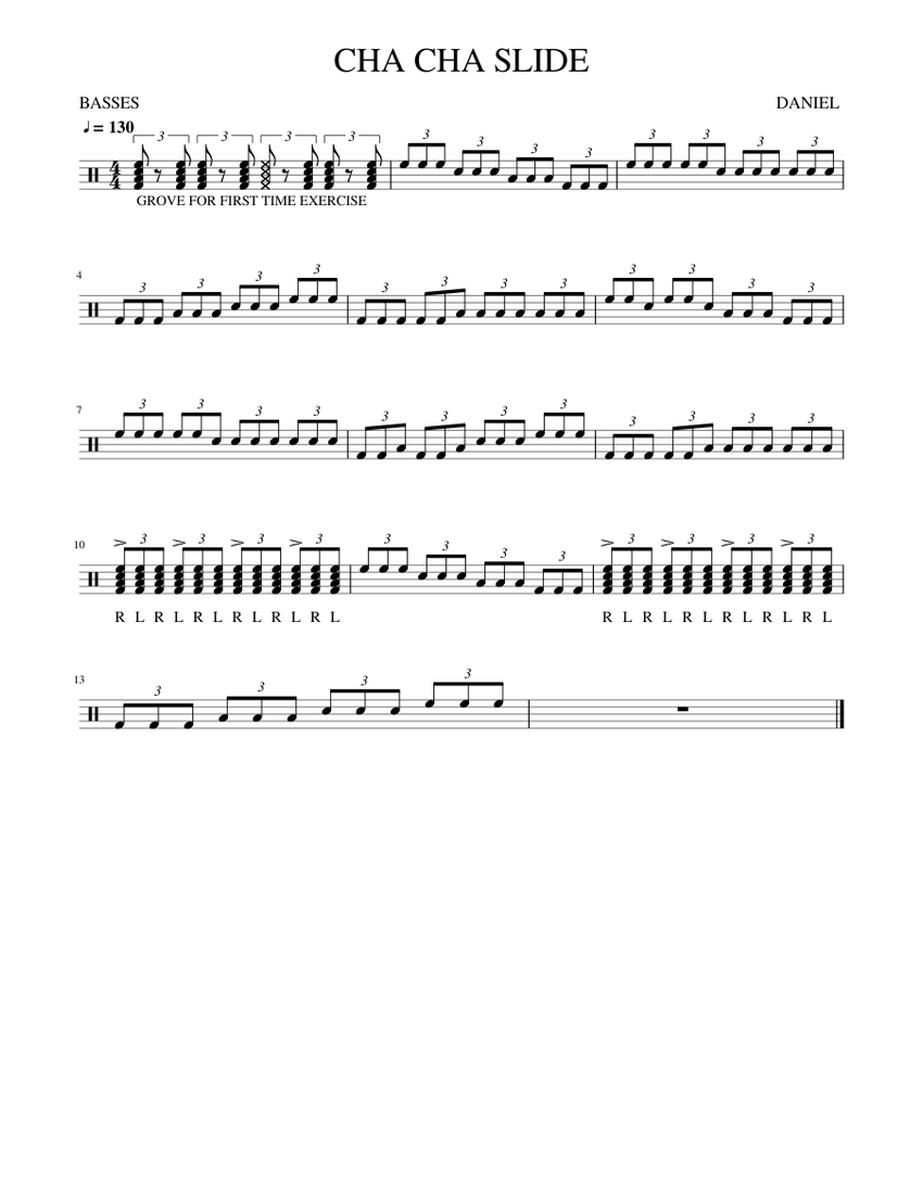 CHA CHA SLIDE Sheet music for Bass drum (Solo)