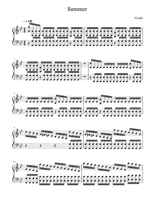Summer (Four Seasons l'Estate Vivaldi) - Piano 3rd Movement