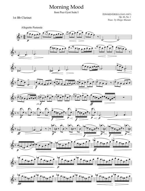 Peer Gynt Suite I for Clarinet Quartet (Arr. Diego Marani) - E. Grieg (Woodwind Ensemble)