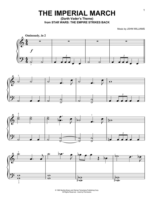 The Imperial March (Darth Vader's Theme) - John Williams (Very Easy Piano)