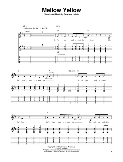Mellow Yellow - Donovan (Guitar Tab Play-Along)