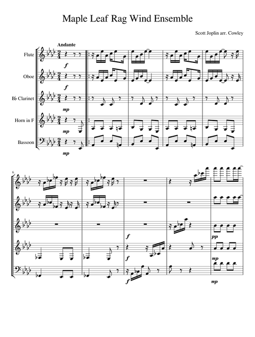 Maple Leaf Rag Wind Ensemble - Scott Joplin arr. Cowley