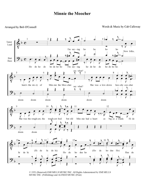 Minnie The Moocher (Arr. Bob O'Connell) - Big Bad Voodoo Daddy (Choral, TTBB)