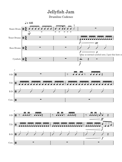 Spongebob squarepants - jellyfish jam – Misc Cartoons Jellyfish Jam (Spongebob) - Drumline Cadence