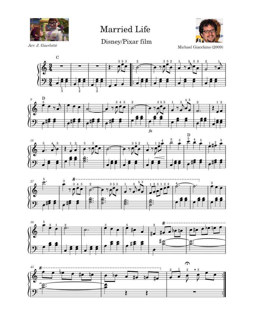 Married Life Michael Giacchino Sheet music for Piano (Solo