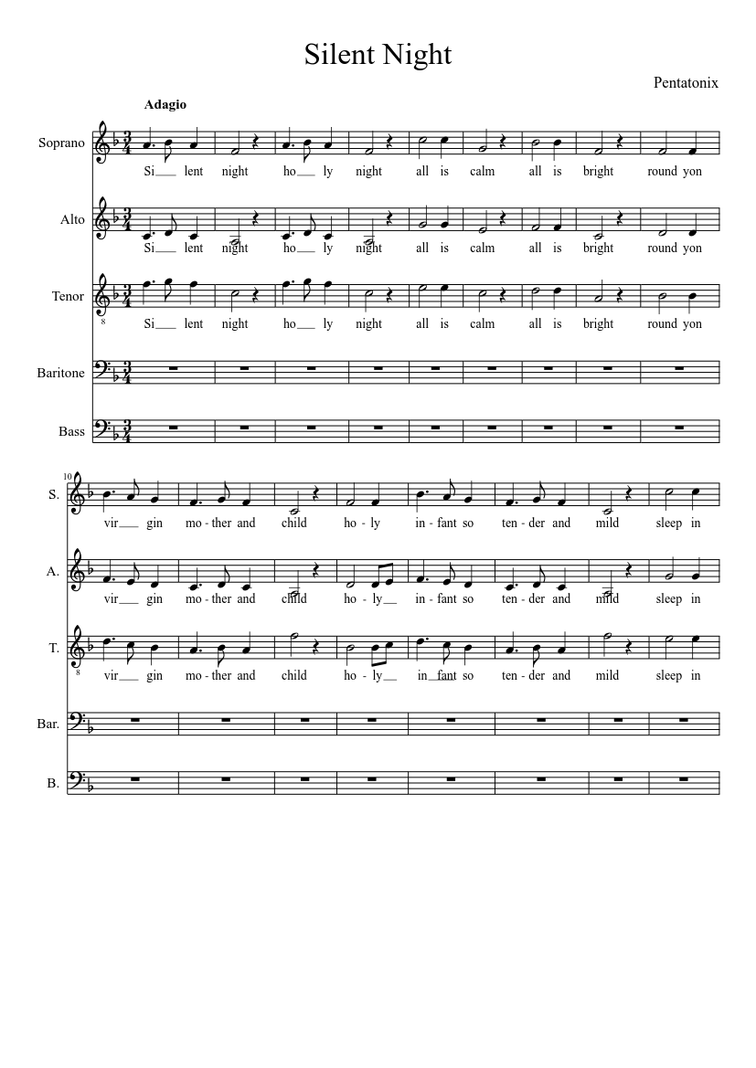silent night on bass guitar