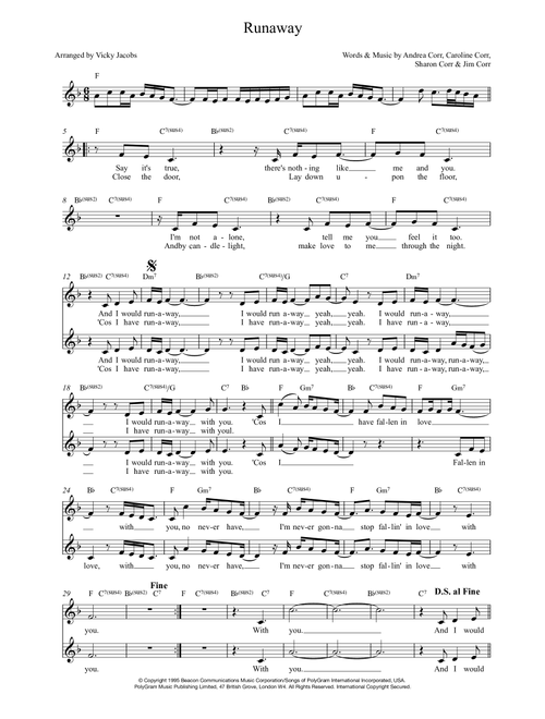 Runaway (Arr. Vicky Jacobs) - The Corrs (Choral, 2-Part)