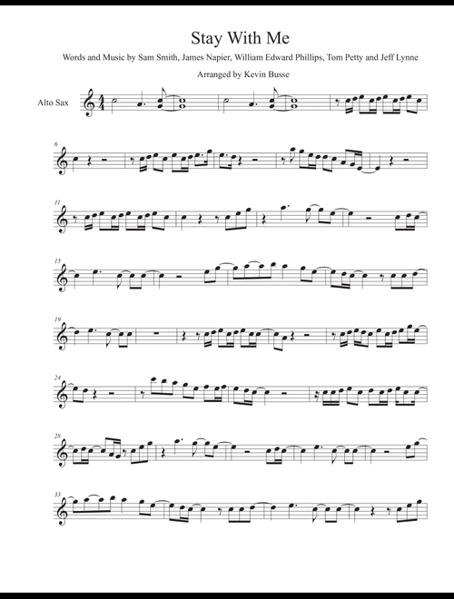 Stay With Me (Arr. Kevin Busse) - Sam Smith (Alto Sax Solo)