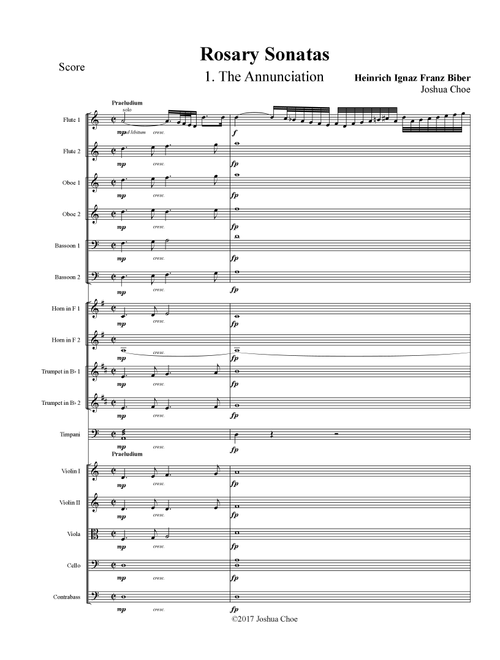 Rosary Sonatas: The Annunciation (Arr. Joshua Choe) - Heinrich Ignaz Franz Biber (Full Orchestra)