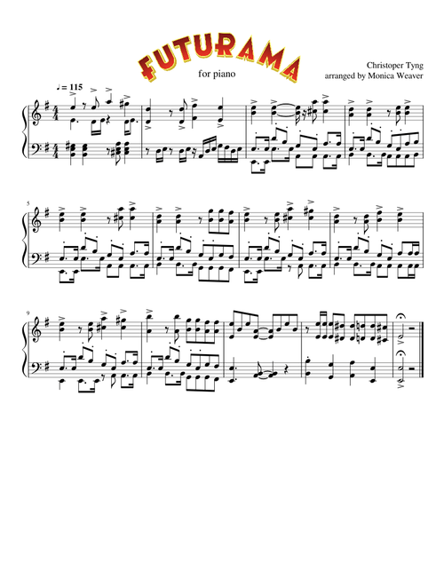 Title Theme from Futurama for Piano