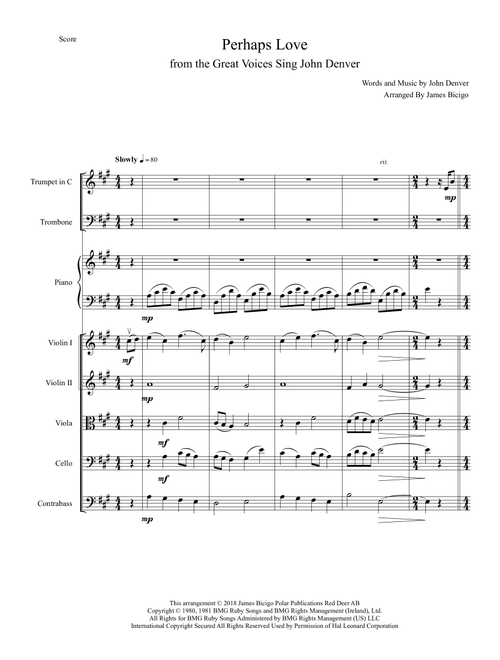 Perhaps Love (Arr. Jim Bicigo) - John Denver and Placido Domingo (Large Ensemble)