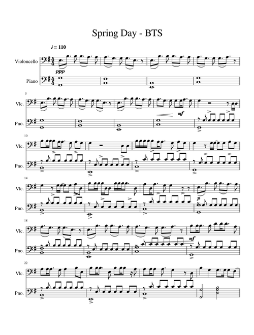 BTS - Spring Day for Cello