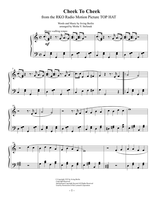 Cheek To Cheek (Arr. Misha Stefanuk) - Fred Astaire (Piano Solo)
