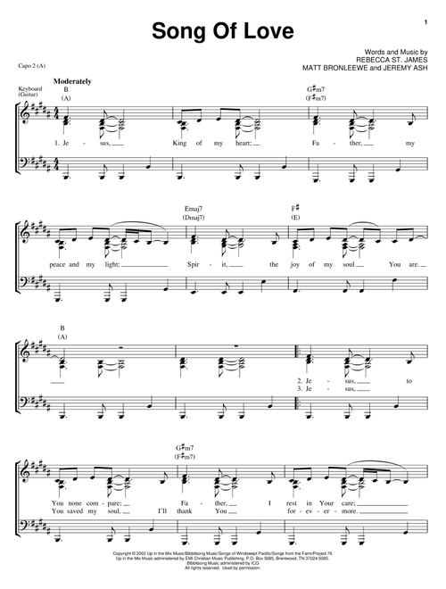 Song Of Love - Rebecca St James (Piano-Vocal-Guitar)