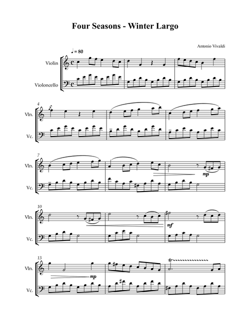 Four Seasons - Winter Largo (Arr. Wesley S. SIlva) - Antonio Vivaldi (Instrumental Duet)