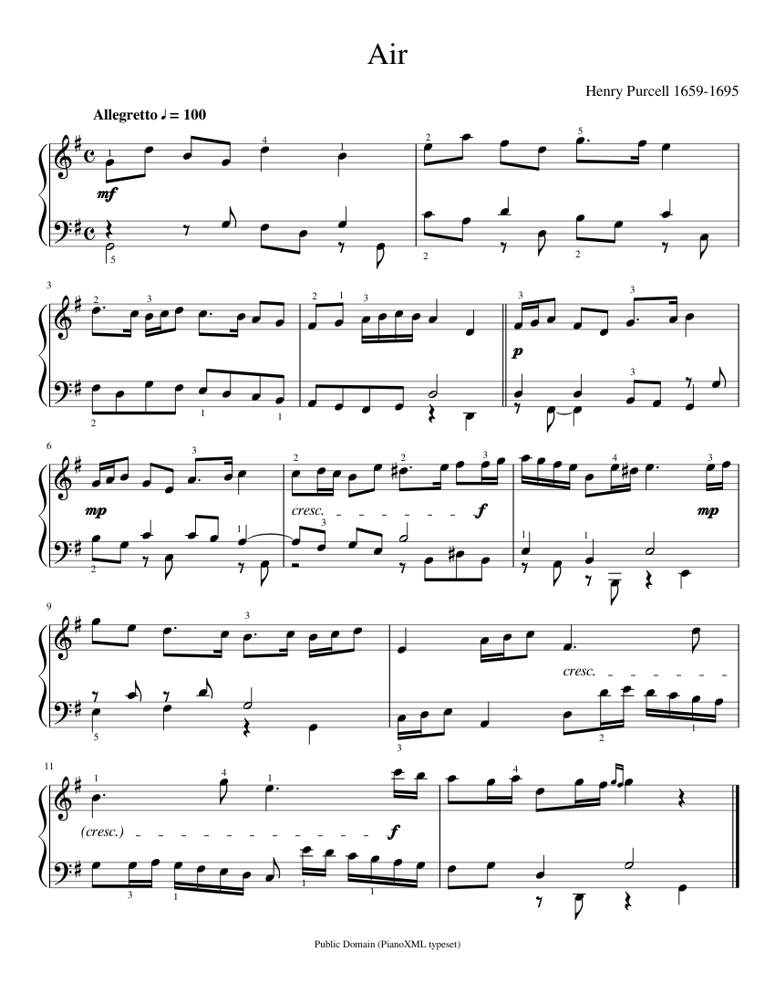 Purcell: music for Piano (Solo) | Musescore.com