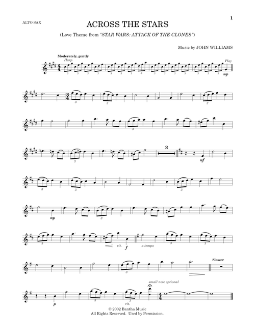 Across The Stars (from Star Wars: Attack Of The Clones) - John Williams (Alto Sax Solo)