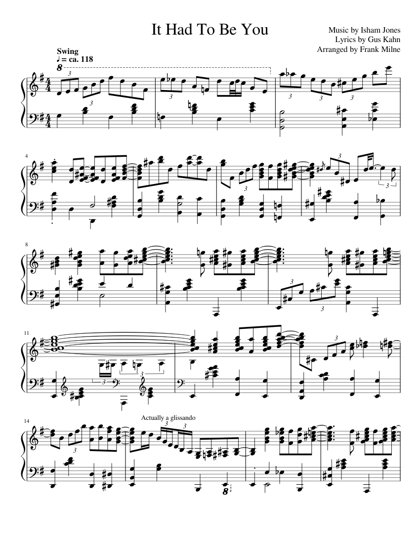 It Had To Be You piano roll transcription Sheet Music for Piano (Solo ...