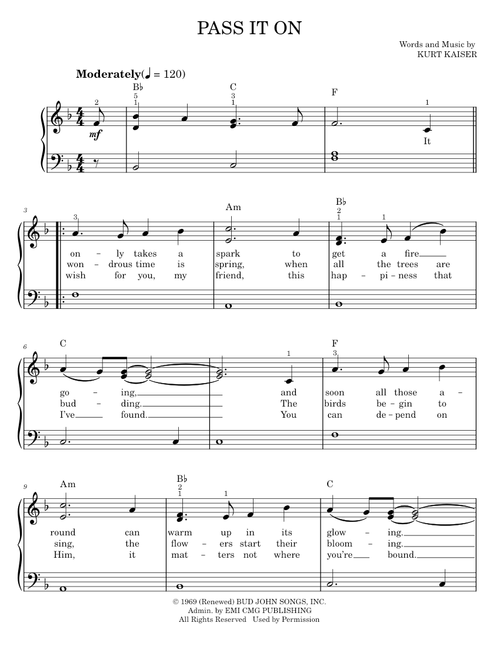 Pass it on - Kurt Kaiser (Easy Piano)