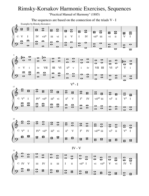 Rimsky-Korsakov Harmonic Exercises, Sequences
