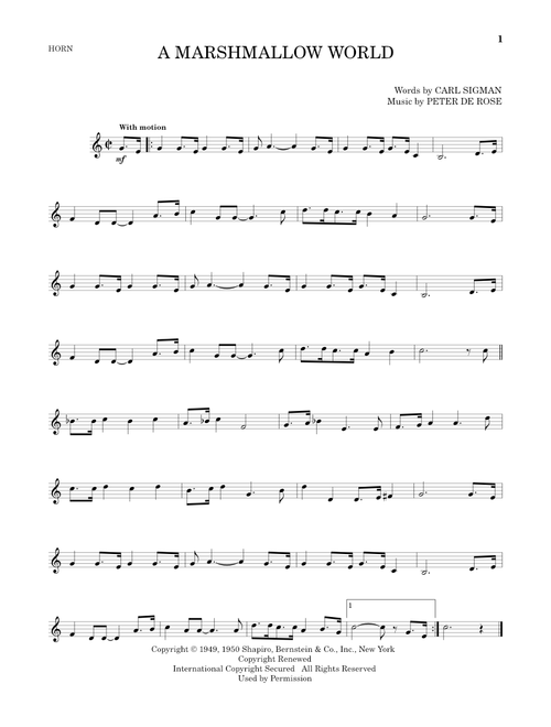 A Marshmallow World - Carl Sigman & Peter De Rose, Carl Sigman, Peter De Rose (French Horn Solo)