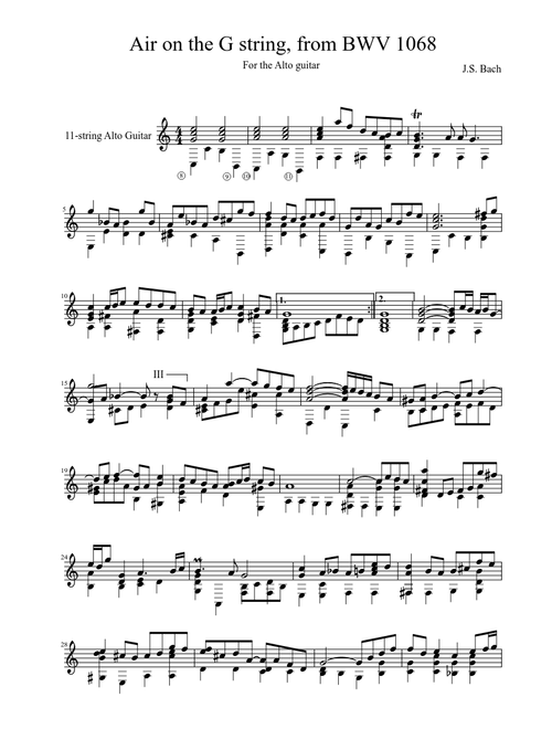 Air on the G string, from BWV 1068 (11 string alto guitar)
