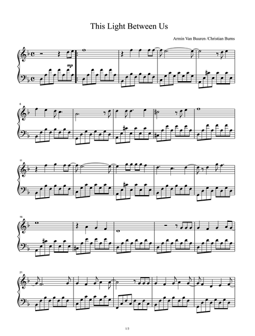 This Light Between Us (Arr. Armin Van Buuren) - Armin Van Buuren Feat Christian Bu (Piano Solo)